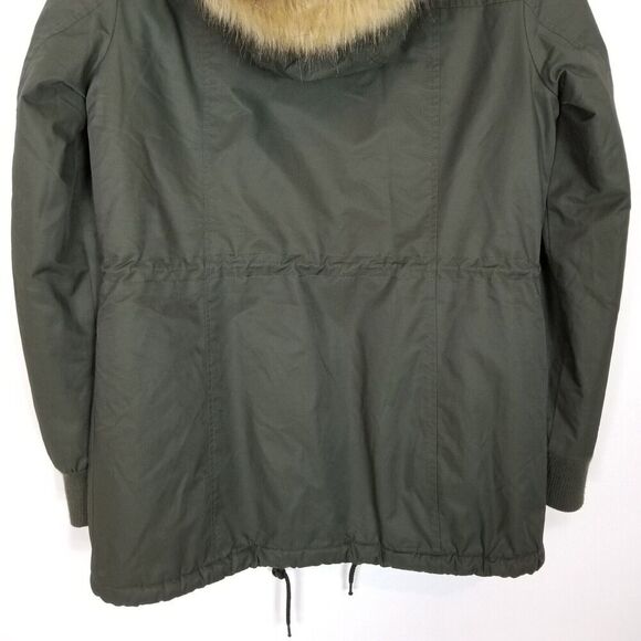 Levis Jacket Womens  Green Faux Fur Hooded Sherpa Lined Nylon Parka Sz M - Picture 6 of 11